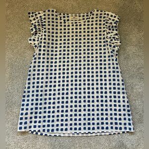 Vineyard Vines Women’s Blue and White Top, size Small